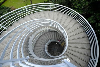 High angle view of spiral staircase