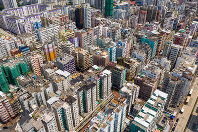 Aerial view of modern buildings in city