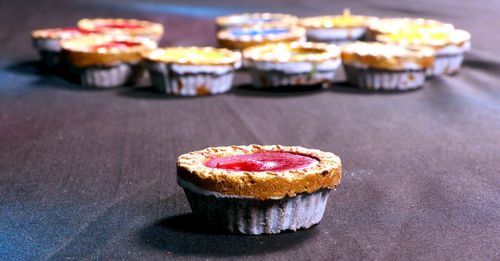 Close-up of cupcakes on table