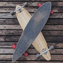 Directly above shot of longboard on table