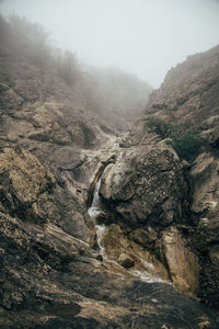 Crimean mountain river among rocks and stones.