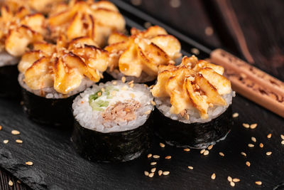 Close-up of food on table