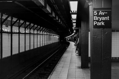 View along subway platform