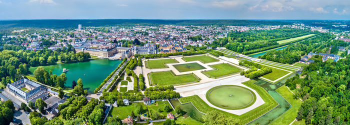 High angle view of cityscape against sky