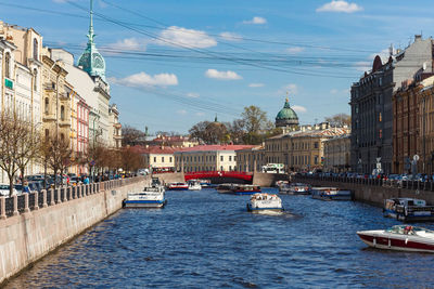 Canal passing through city buildings