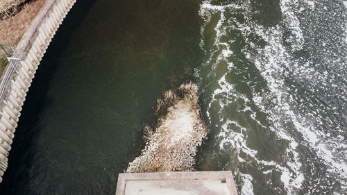 High angle view of sunlight falling on sea water
