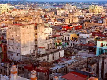 High angle view of buildings in city