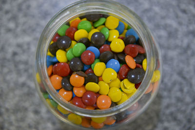 High angle view of multi colored candies
