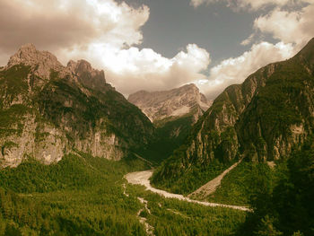 Scenic view of mountains against sky