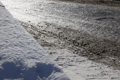 Close-up of sand on beach