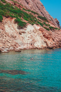 Scenic view of sea against mountain