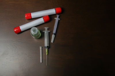 High angle view of pen on table