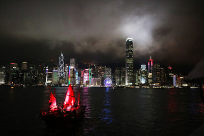 Illuminated city at night