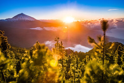 Panoramic view of landscape against sky during sunset