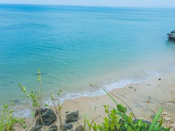 High angle view of beach against sky