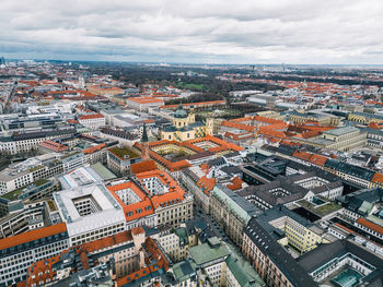 High angle view of townscape against sky