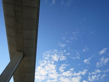 Low angle view of built structure against blue sky