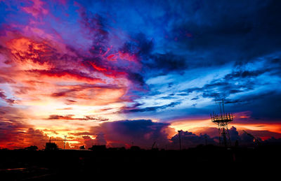 Low angle view of dramatic sky during sunset