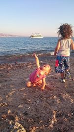 Boy enjoying at beach