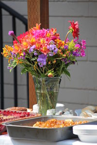 Close-up of flowers in vase on table