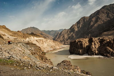 Scenic view of mountains against sky