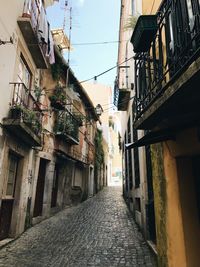 Narrow alley amidst buildings in town