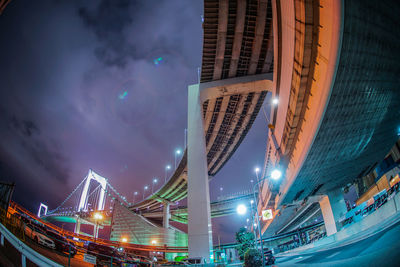 Low angle view of city at night