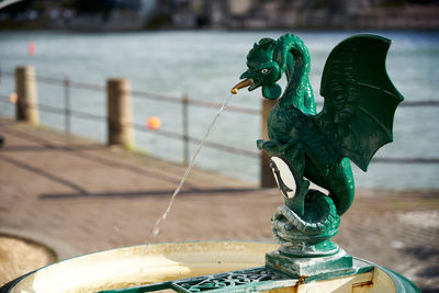 Close-up of a bird sculpture