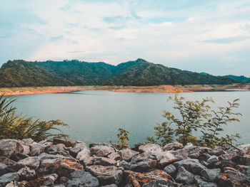 Scenic view of lake against sky