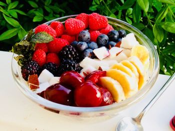 Close-up of strawberries in bowl