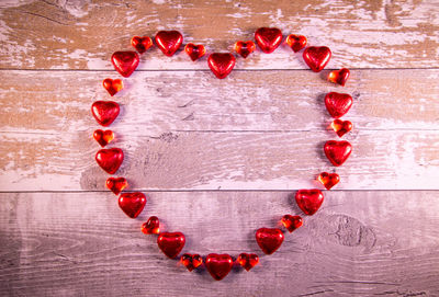 Directly above shot of heart shape made of fruits