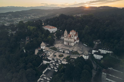 High angle view of townscape against sky