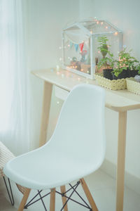 Empty chairs and table at home