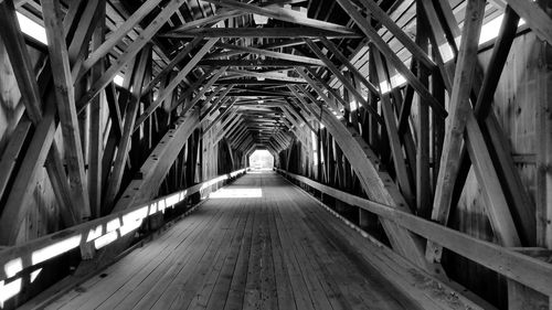 Empty footbridge in tunnel