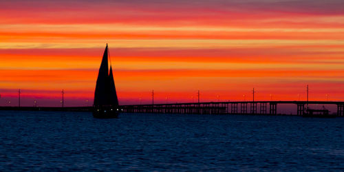 Scenic view of sea at sunset