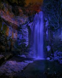 Scenic view of waterfall in forest