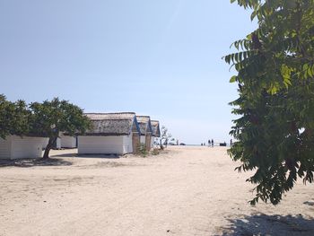 Scenic view of beach against clear sky