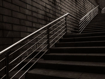 Low angle view of spiral staircase in building