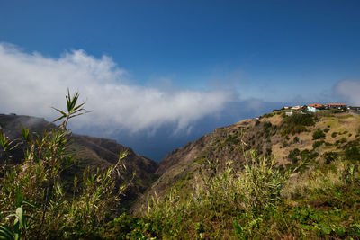 Scenic view of mountains against sky