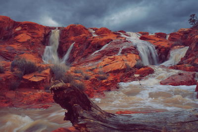 Water flowing through rocks