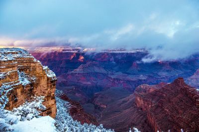 Aerial view of snow covered mountain