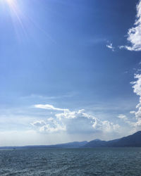 Scenic view of sea against blue sky