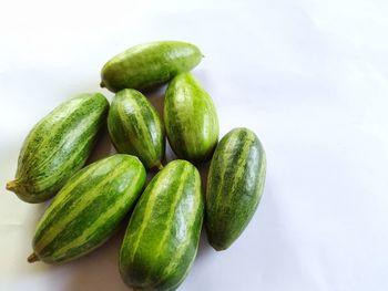 Close-up of green beans against white background