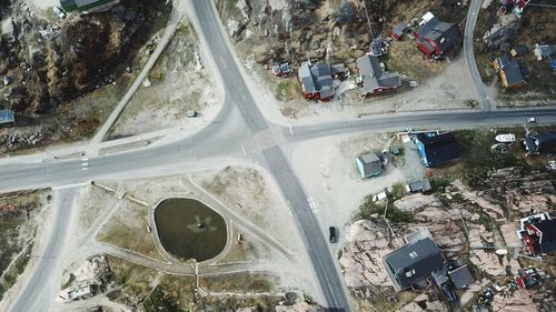 High angle view of cars on road