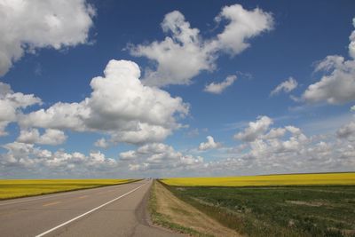 Scenic view of field against cloudy sky