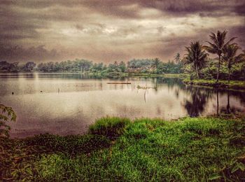 Scenic view of lake against sky