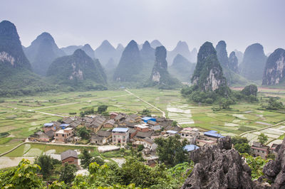 Scenic view of mountains against sky