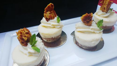 Close-up of served ice cream in plate