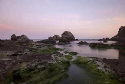 Scenic view of sea against sky during sunset