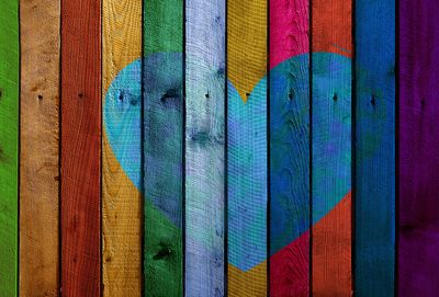 Heart-shaped colorful wood